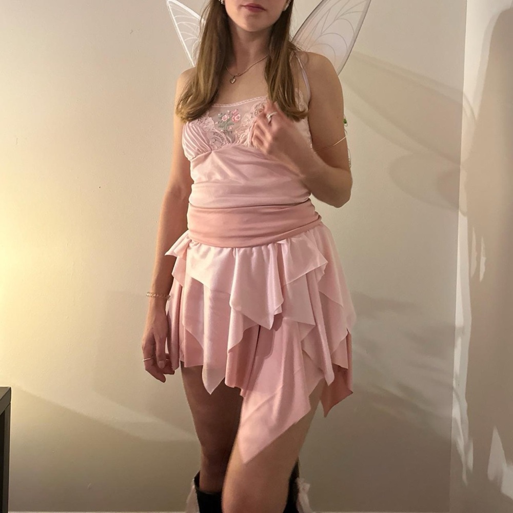 Renaissance Medieval Upcycled Handmade Dress Spring Fairy Sprite Costume Wings